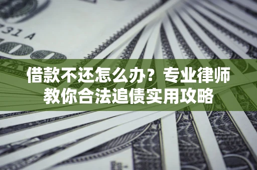 武汉借款不还怎么办？专业律师教你合法追债实用攻略